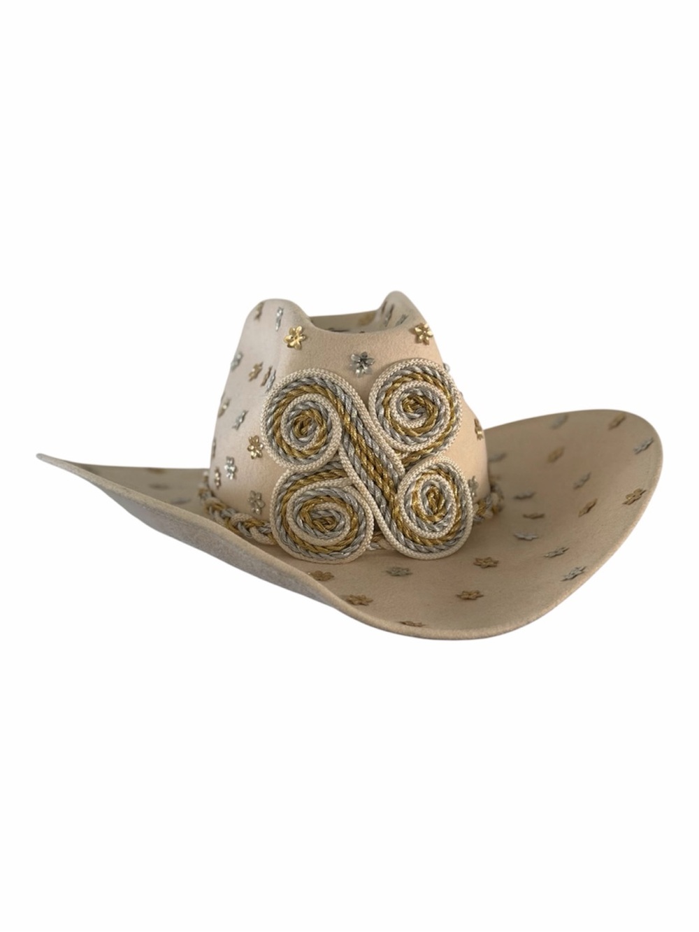 Whittall & Shon/Bollman Cream Doeskin Wool Felt Wide Brim Cowboy/Cowgirl Hat